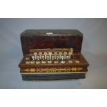 19th Century Rosewood & Mother of Pearl Concertina in Pine Box