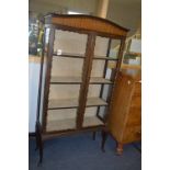 Walnut Veneered Tall Two Door Display Cabinet