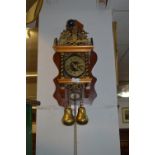 Dutch Brass Decorated Weighted Wall Clock