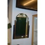 Art Deco Peach & Blue Glass Bevelled Edge Wall Mirror