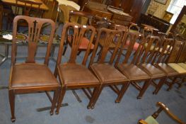 Set of Six Edwardian Mahogany Dining Chairs on Square Tapered Legs