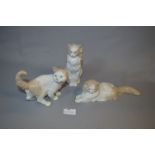 Three Nao Lladro Figurines - Cats
