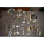 Quantity of Silver Plated Ware, Toast Racks, Cutlery and Dishes