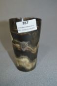 Horn Glass Bottomed Beaker with Silver Crest