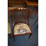 Edwardian Inlaid Mahogany Stickback Low Chair on Cabriole Legs