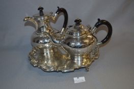 Silver Plated Three Piece Tea, Coffee and Tray Set