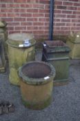 Two Circular and One Square Chimney Pots