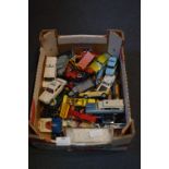 Box Containing Playworn Dinky and Other Diecast Vehicles