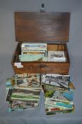 Carved Oine Trinket Box and Contents of Topographical Postcards