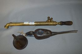 Abol Brass Insecticide Pump, Oil Can and Funnel
