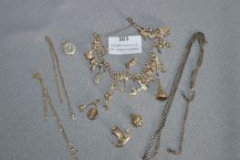 Selection of White Metal and Silver Charms and Chains