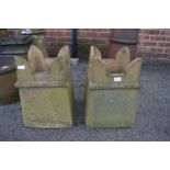 Two Square Crown Top Chimney Pots