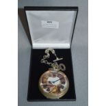 Silver Plated Pocket Watch with Dragon Pattern Face