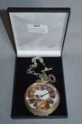 Silver Plated Pocket Watch with Dragon Pattern Face