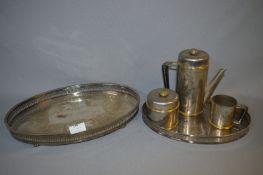Silver Plated Coffee Set and Two Trays