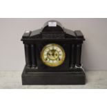 Black Slate Mantel Clock with Corinthian Columns
