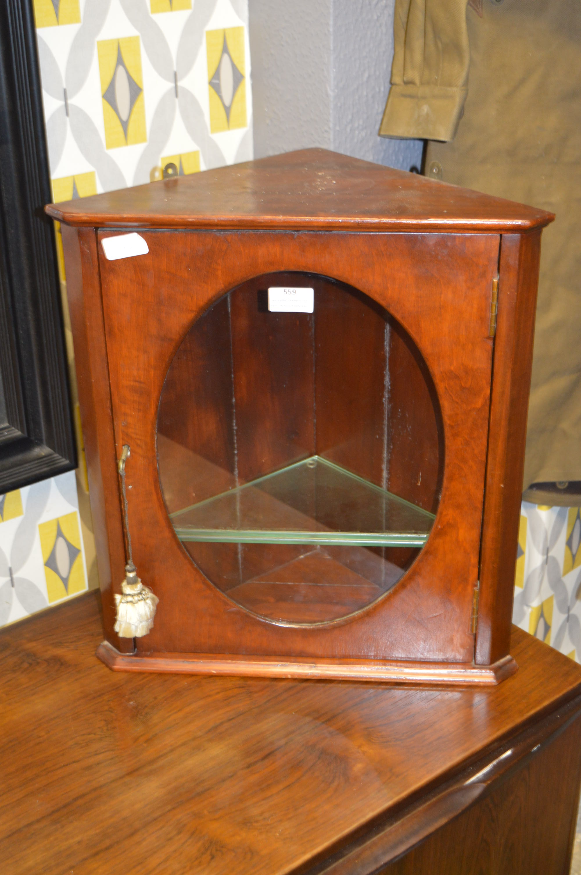Small Wall Mounted Corner Cabinet with Glazed Door