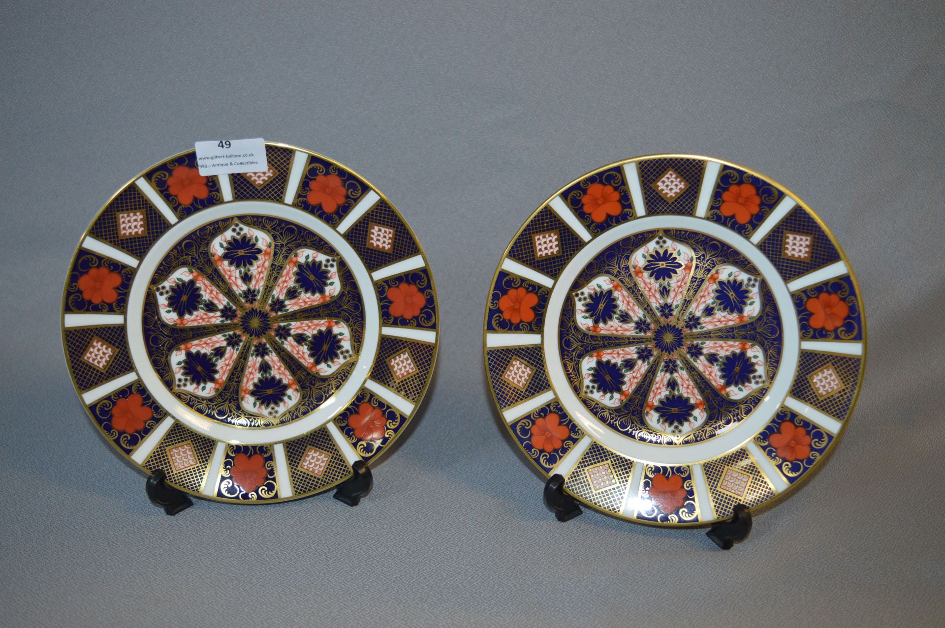 Pair of Crown Derby Imari Patterned Plates