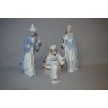 Nao Lladro Three Kings Figurines - Melchior with Chest, Gasper with Cup and Balthasar with Jug