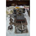 Silver Plated Items; Tea & Coffee Set, Tray, Candlestick, Cutlery, etc.