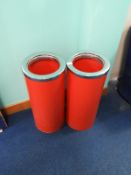 *Two Red and Chrome Waste Bins