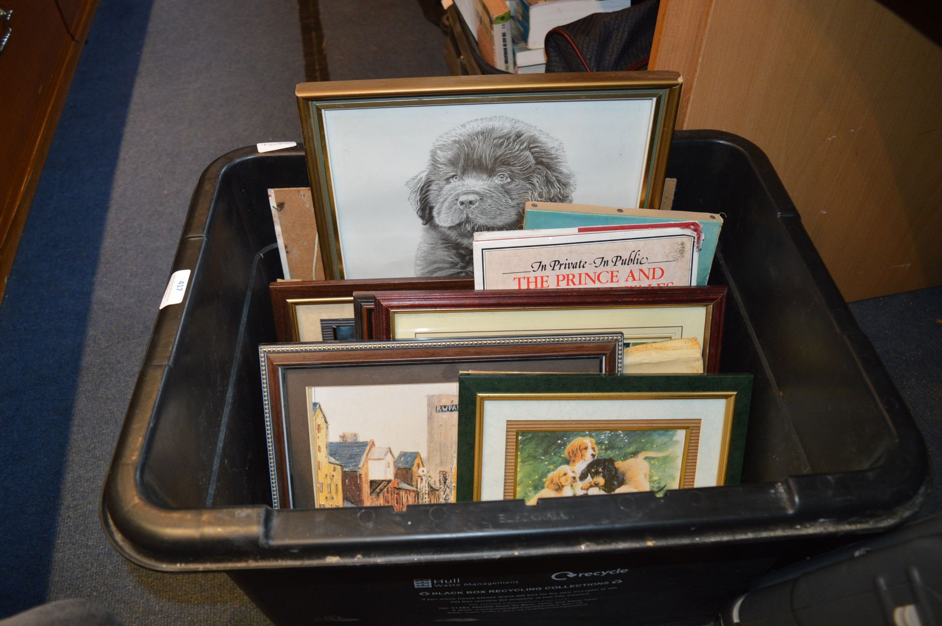 Box Containing Assorted Framed Prints