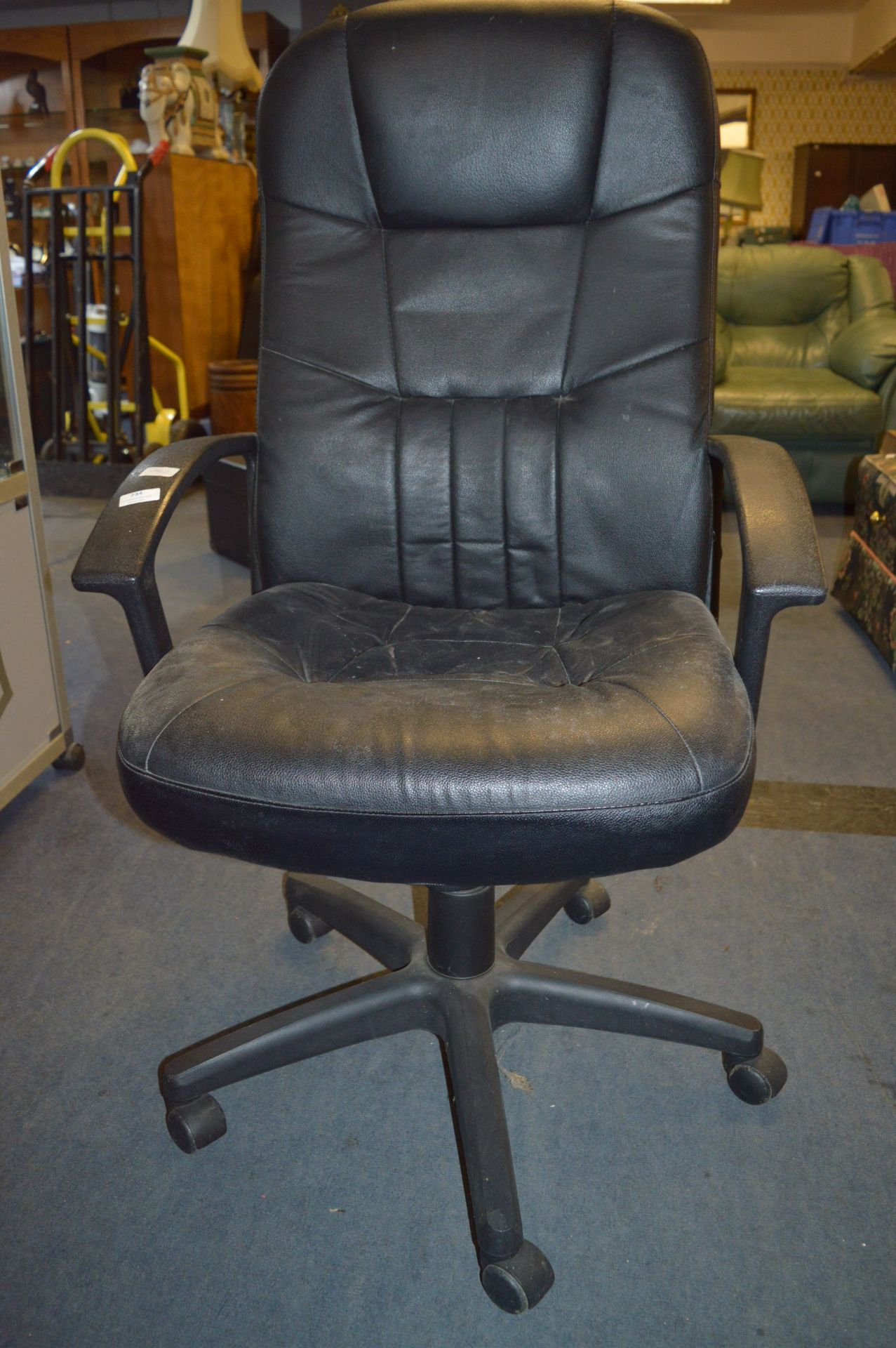 Black Vinyl Swivel Office Armchair