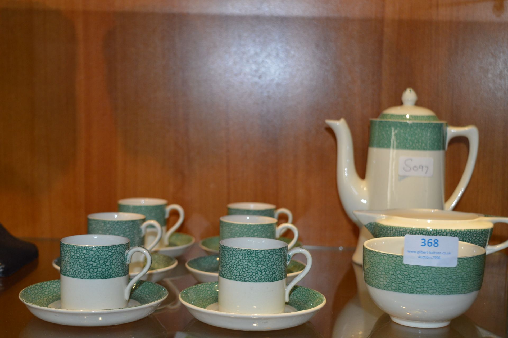 Fifteen Piece Green & White Coffee Set