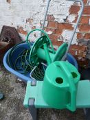 Plastic Dog Basket, Hose Reel, Watering Can and Ga