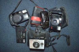 Five Vintage Camera Including Polaroid, Pentax, Ol