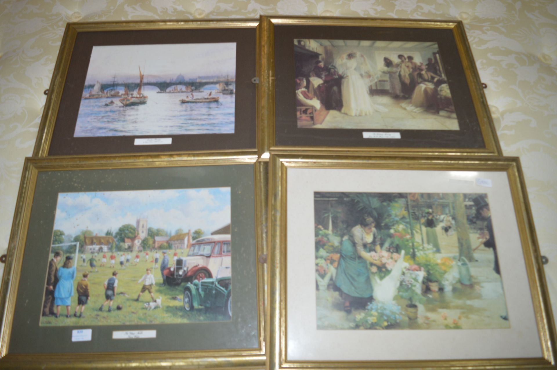 Set of Four Gilt Framed Prints - Village Football,