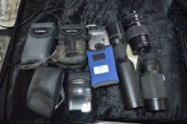 Three Camera Lenses and Five Cameras (Including Ol