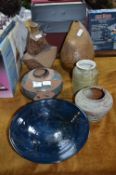 Selection of Studio Stoneware Pottery Vases and Fr