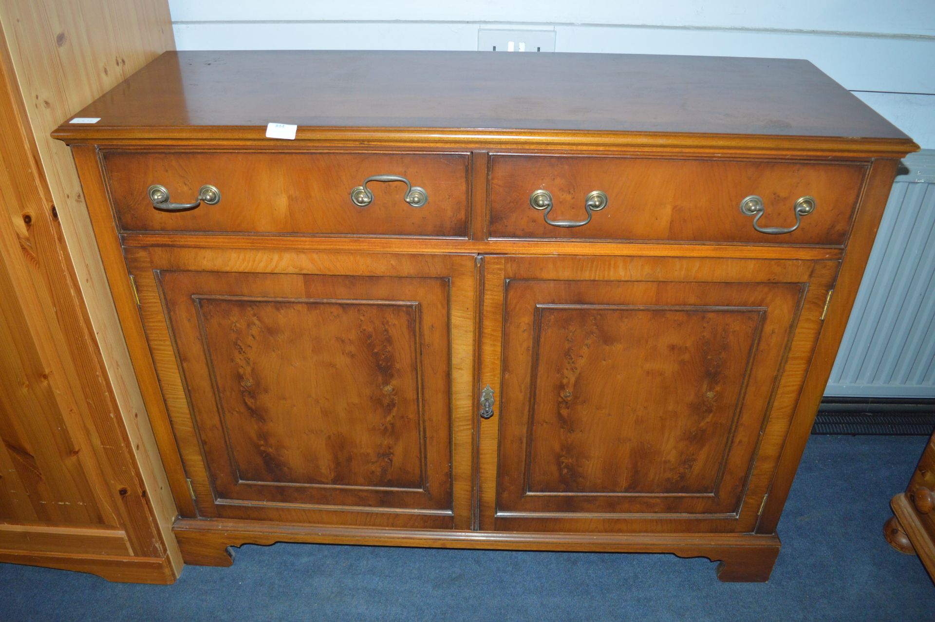 Walnut Effect Side Cabinet with Two Doors and Two