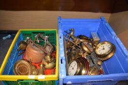 Two Storage Boxes Containing Brassware, Ornaments,