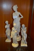 Four White Italian Pottery Classical Figurines