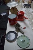 Vintage Kitchen Scales, Enamel Pans, etc.