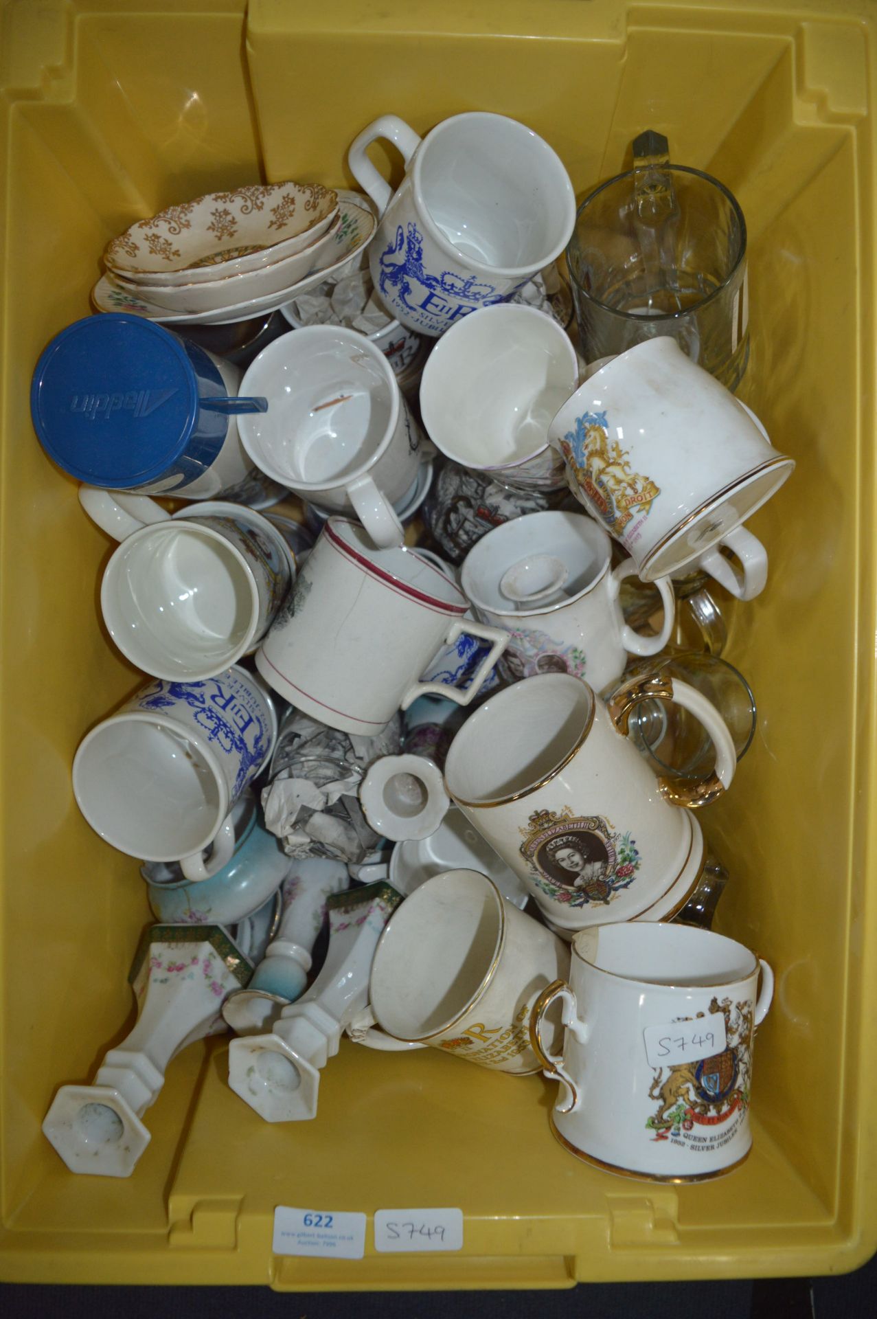 Storage Box Containing Royalty Commemorative Mugs,