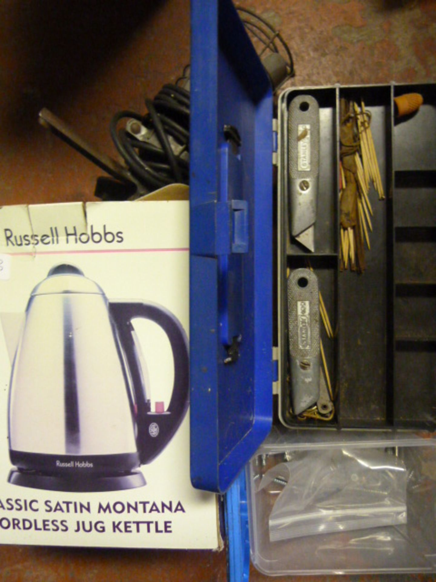 Kettle, Inspection Lamp and a Small Toolbox with C