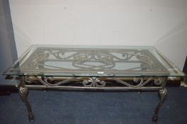 Decorative Wrought Metal Glass Topped Coffee Table