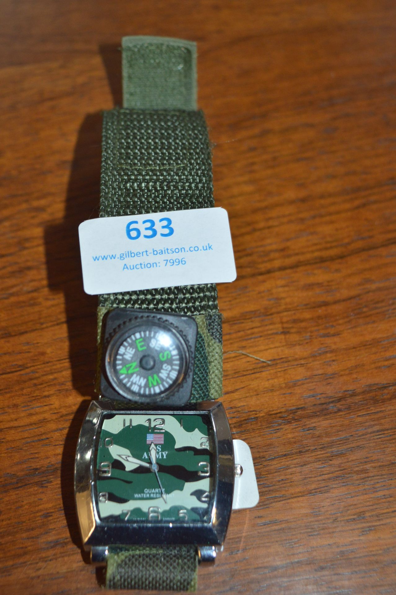 US Army Gents Wristwatch with Compass Strap