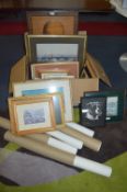 Large Box of Framed Prints and Posters