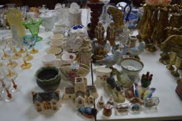 Table Lot of Pottery Items Figures, Jugs, Commemor