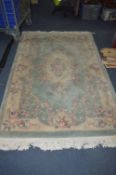 Green & Pink Floral Patterned Chinese Rug 204x123c