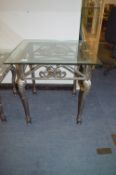 Wrought Metal Glass Topped Side Table (to Match Lo