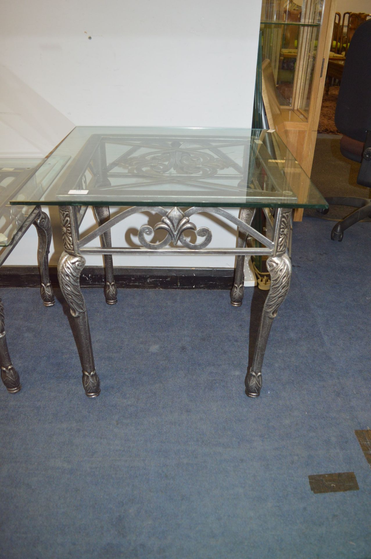 Wrought Metal Glass Topped Side Table (to Match Lo