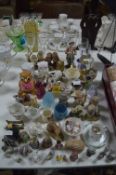 Table Lot of Small Pottery Ornaments, Drinking Gla