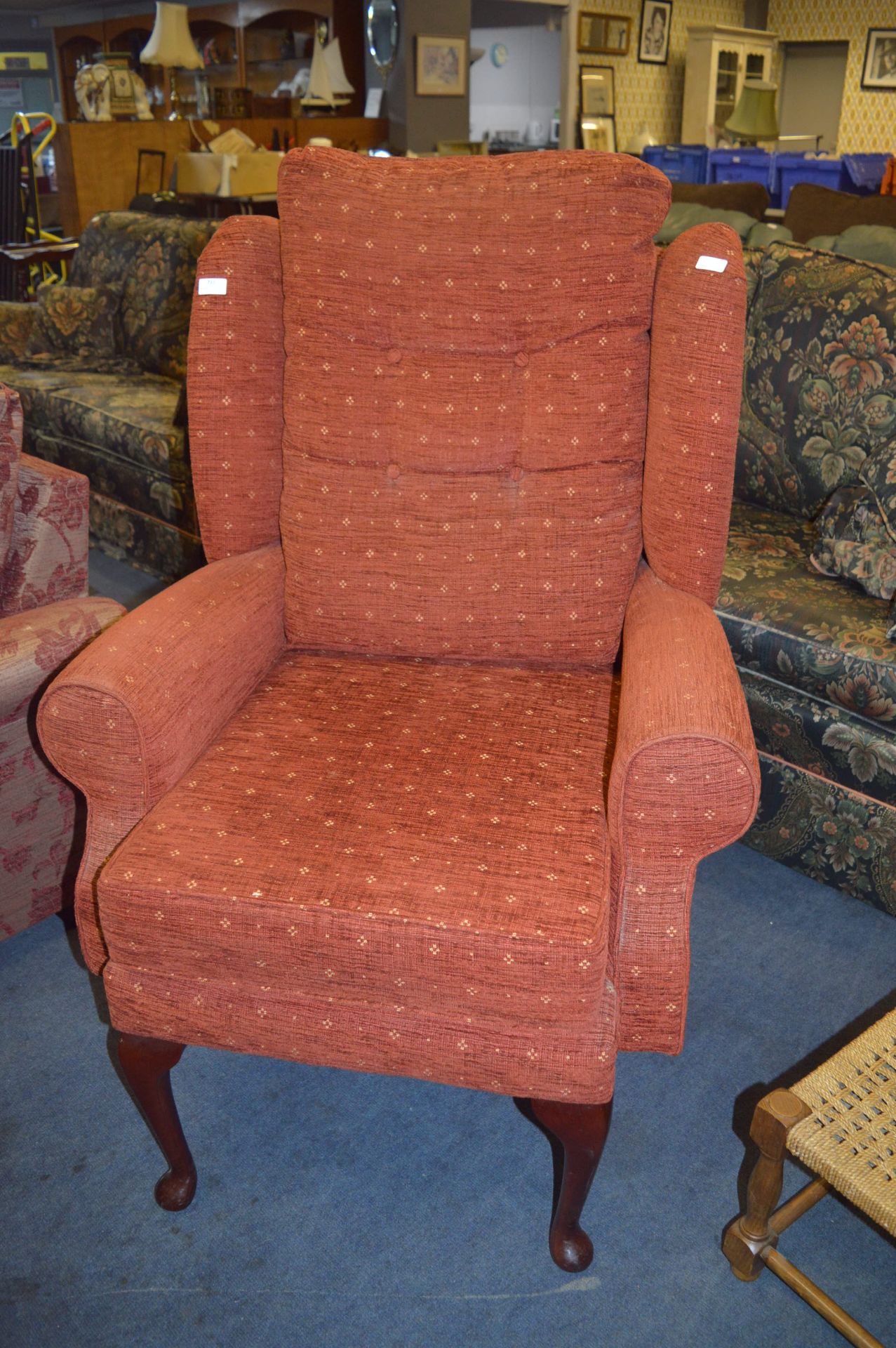 Terracotta Upholstered Wingback Armchair