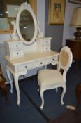 White Dressing Table on Cabriole Legs with Chair