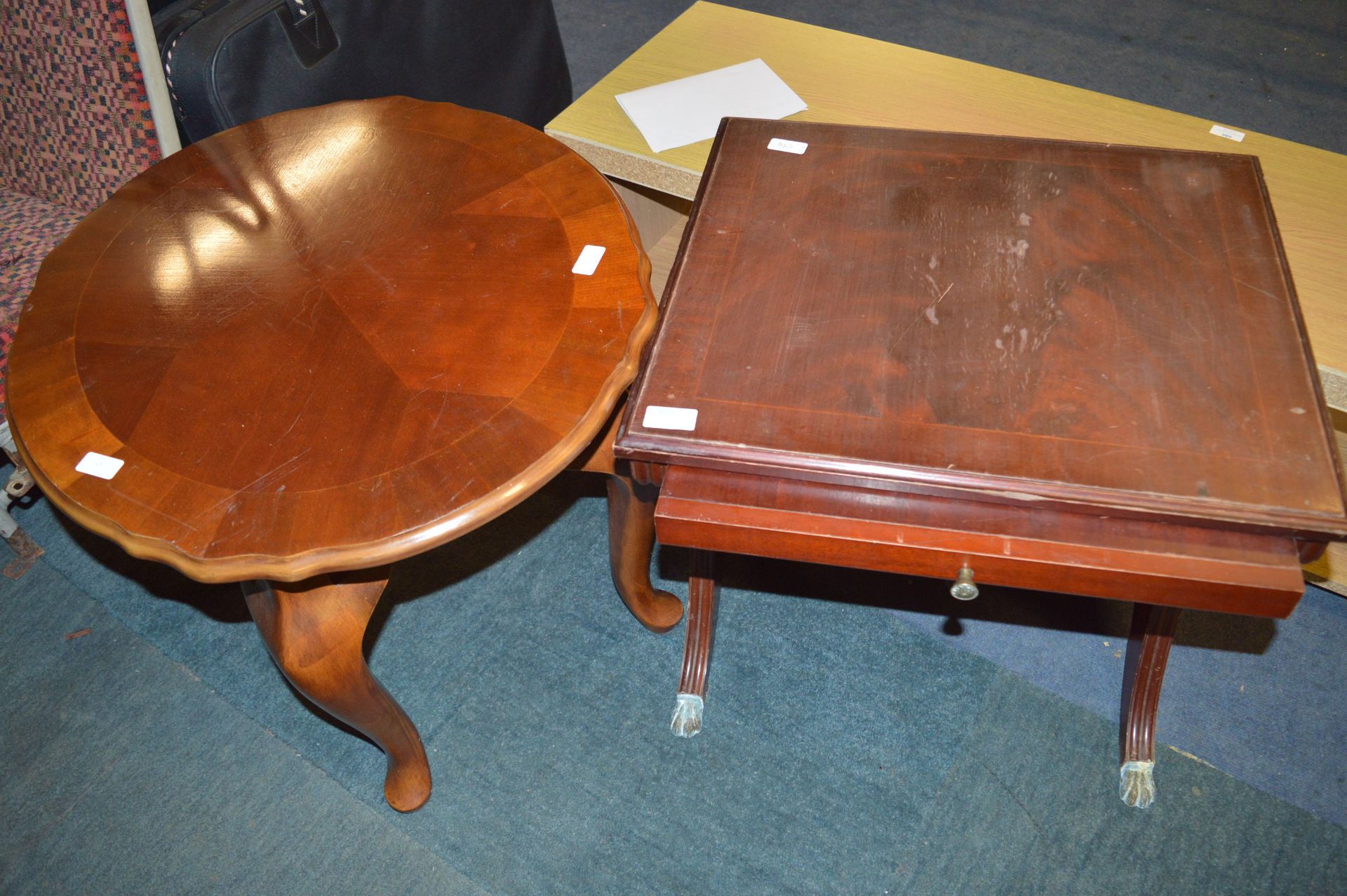 Mahogany Side Table with Slide Drawer and a Side T